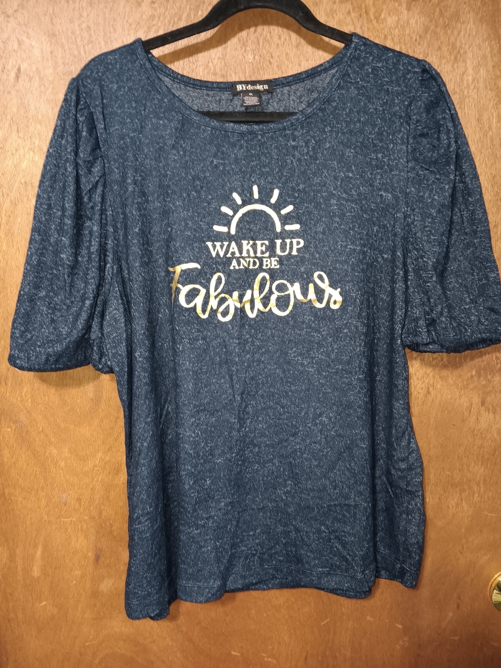 BY Design Navy Short Sleeve Tee - "Wake Up and Be Fabulous"